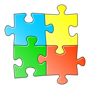 vector illustration of a blue jigsaw puzzle